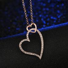 RNAFASHION Necklaces & Pendants European and American fashion jewelry wholesale crystal dazzling double heart necklace Women 2024 - buy cheap
