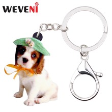 WEVENI Acrylic Original Cavalier King Charles Spaniel Dog Key Chains Keychains Bag Animal Jewelry For Women Girls Bag Charms 2024 - buy cheap