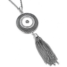 New Vintage Snap Necklace Long Tassel Snap Button Pendant Necklace with 80cm Chains Bohemia Ethnic 18mm Snap Buttons Jewelry 2024 - buy cheap