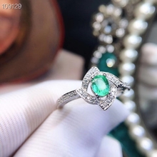 Anel luxuoso surround de flor verde-esmeralda natural, anel com pedras preciosas naturais, s925 prata feminina para presentes, joias de festa 2024 - compre barato