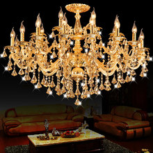 Large champagne led Candle chandelier for living room Dining Room 15-24 pcs E14 diamond pendant Crystal Chandelier led lustre 2024 - buy cheap