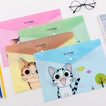 Bolsa de papelería Kawaii de PVC A4, carpeta para Archivo de Documentos de estilo coreano, productos de oficina, suministros escolares, bolsa para archivos de queso y gato, 2 uds. 2024 - compra barato