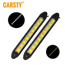 Carsty Rushed 2pcs Waterproof Rubber Flexible Drl Flip Cob Leds Daylight Turn Singal Lights Daytime Running Lamps Car-styling 2024 - buy cheap