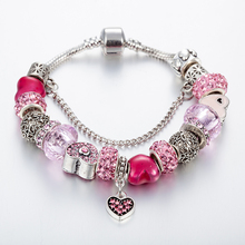 ANNAPAER Heart Charm Bracelet Femme & Bangles Women Jewelry Pink Crystal Pendant Bracelet DIY Handmade for Girl Gift B16074 2024 - buy cheap