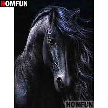 HOMFUN Full Square/Round Drill 5D DIY Diamond Painting "Black horse" Embroidery Cross Stitch 5D Home Decor Gift A07557 2024 - buy cheap
