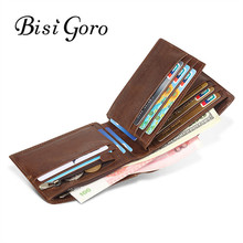 Bisi Goro 2019 Genuine Leather Men And Women Wallet Mini Pocket Vintage Cowhide Card Holder Coin Purse Short Wallet 3 Colors 2024 - buy cheap