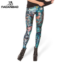 NADANBAO  Black Milk New Sketche sofa Merman Print Leggings for Women  Skinny Long leggins women pant 2024 - buy cheap