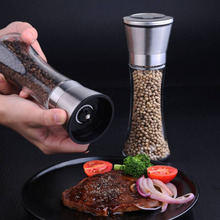 Salt And Pepper Grinder Set Salt Mill Pepper Mill Spice 304 Stainless Steel Lid Slim Glass Bottle Adjustable Ceramic Rotor 2024 - buy cheap