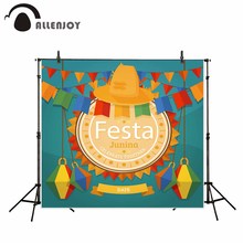 Allenjoy-telón de fondo para fotografía de niños, banderines coloridos, decoración, telón de fondo para fiesta, JUNINA 2024 - compra barato