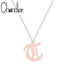 Chandler Old English Nameplate Necklace Letter T Choker Stainless Steel Name Necklaces & Pendants Romantic 2024 - buy cheap