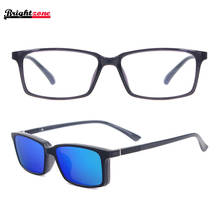 New Men Fashion Sun Glasses Ultra Light Flexible Square Spectacles Acetate TR90 Eyeglasses With Clip On Prescription Sunglasses 2024 - buy cheap