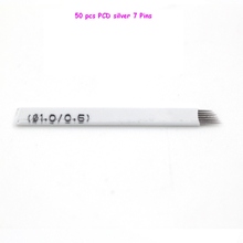 50pcs Eyebrow Tattoo Needles Tattoo Curved Blade Tattoo Supply 7 pin needles for microblading pen eyebrow tattoo blade 2024 - buy cheap