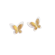 Brincos borboleta elegante, brincos femininos de aço inoxidável prateado dourado 2024 - compre barato