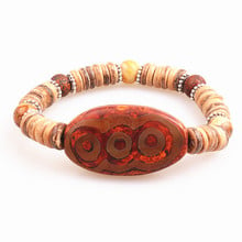 Tibetan Dzi Eyes beads Natural Stone & wood bead Tribal Stretch Bracelet Men's Beaded Jewelry Unisex 2024 - buy cheap