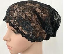 6pcs/lot Pattern random lace turban elastic underscarf cap muslim hijab 2024 - buy cheap