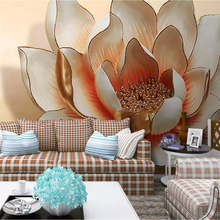 beibehang papel de parede Custom large wallpaper 3D stereo embossed lotus TV sofa background wall painting living room wallpaper 2024 - buy cheap