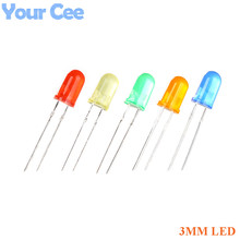 Kit de diodos LED F3 de 3MM, Kit de diodo emisor de luz verde, azul, naranja, rojo y amarillo, componentes electrónicos DIY, 100 Uds. 2024 - compra barato