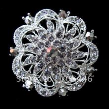 2.2 Inch Rhodium SIlver Plated Vintage Style Large Size Grey and Jet Black Crystal Flower Brooch 2024 - купить недорого