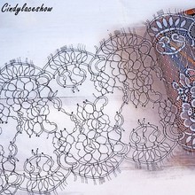 3 Meters long 24CM wide Black White Double Edging Eyelash Chantilly Lace Trimming Wedding Lace Trim French Lace Trim Fabrics DIY 2024 - buy cheap