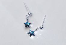 100% Real. 925 Sterling Silver Fine Jewelry Blue Stone Star Dangle  Earrings gtle2014 2024 - buy cheap