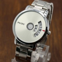 Lançamento relógio de pulso redondo giratório unissex aço inoxidável pulseira anologia quartzo 2024 - compre barato