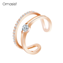 Korean Cubic Zircon Opening Rings For Women Gold Silver Colour Adjustable Ring Bague Femme High Quality 2024 - buy cheap
