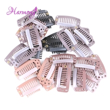 150 pieces/lot 32mm 9 Teeths Hairpins Snap Clips For False Hair Extensions Weft Clips For Women 6 colors for choice 2024 - buy cheap