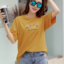 Summer T shirt Women Cartoon Embroidery Harajuku Cotton T-shirt Short Sleeve Top & Tees Casual Tshirt 2024 - buy cheap