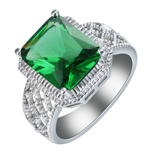 Hainon-anillo cuadrado de zirconia verde para mujer, joyería de lujo, Color plata, gran oferta, regalo de compromiso de alta calidad 2024 - compra barato