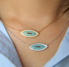 100% 925 sterling silver High quality Turquoisas women evil eye pendant stamp 925 2017 new arrive necklace women 2024 - buy cheap