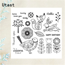 Forest Fox Bird Flower Clear Silicone Stamps /Transparent Rubber Stamp for DIY Scrapbooking /Photo Album Decorative Craft Making 2024 - buy cheap