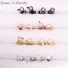 20 Pairs CZ Zircon Stud Earrings Diameter 4mm Copper Gold Rhodium Color Earring Loop Findings for Diy Jewelry Making 2024 - buy cheap