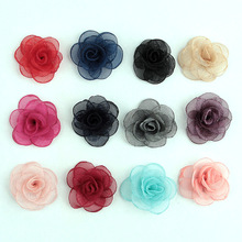 New 10pcs/lot Mesh Burning Rose Flowers for Diy Headband Clips Kids Girls Headwear Cute Handmade Hair Accessories 2024 - compre barato