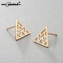 Cxwind New Trendy Geometric Wave Triangle Stud Earrings for Women Piercing Simple Zig Zag Earring Wholesale Jewelry 2024 - buy cheap