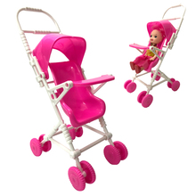 NK One Set Doll Accessories Pink Baby Stroller Infant Carriage Stroller Trolley Nursery Toys Mini Furniture For Barbie Doll DZ 2024 - buy cheap