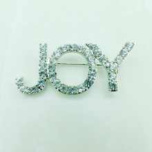 JINGLANG Fashion Brooches Pins Silver Plated White Rhinestone Letter JOY Brooches For Women Wedding Clothes Jewelry Decoration 2024 - buy cheap