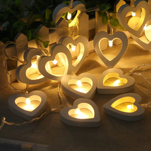 1M 10leds 2M 20leds Wooden Heart LED String Lights Romantic Valentine's Day Christmas Birthday Wedding Party Decoration Lights 2024 - buy cheap