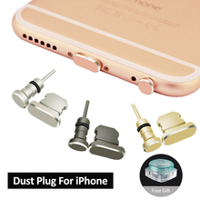 Puerto de carga de Metal + conector para auriculares, tapón antipolvo para iPhone X, 8, 7, 6S Plus, 5S, SE, 3,5mm, J 2024 - compra barato