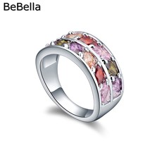 BeBella-Anillo de piedra de circonia cúbica para mujer, sortija Multicolor, hecho con Circonia cúbica de grado AAA 2024 - compra barato