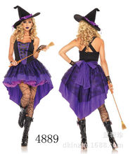 Sexy Adult Witch Costume Halloween Witch Dress Sexy Costumes Women Halloween Christmas Full Set Long Purple Swallowtail Dress 2024 - buy cheap