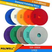 3PCS 3 Inch(80mm) Diamond Hook&Loop Round Waterproof Grinding Discs For Granite Stone Concrete Marble Wet/Dry Polishing 2024 - buy cheap
