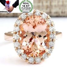 OMHXZJ Wholesale European Fashion Woman Man Party Wedding Gift Luxury White Oval AAA Zircon 18KT Rose Gold Ring RR526 2024 - buy cheap