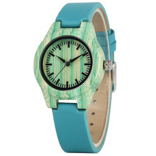 Женские наручные часы с деревянными часами, мятно-зеленые элегантные стильные женские часы с ремешком из искусственной кожи, reloj femenino, новинка 2019 2024 - купить недорого