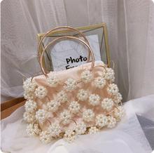 Bead Bag Flower Beaded Bag Hollow Ring Pearl Woman Oblique Cross Double with Single Shoulder Bag Ins Handmade Female Bag 2024 - buy cheap