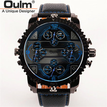 Mens Watches Top Brand OULM Fashion Design Big Face Multiple Time Zone Leather Casual Quartz Watch Montre Homme Marque Grosses 2024 - buy cheap