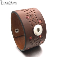 Fashion Flower Bracelet 127 Interchangeable Really Genuine Leather 18mm Snap Button Bangle Charm Jewelry For Women Men Gift 23cm 2024 - buy cheap