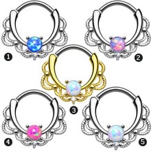 16G 1.2mm Opal Gem Septum Rings G23 Titanium Piercing Nose Hot Opal Ear tunnel 5 Choice 2024 - buy cheap