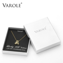 VAROLE 16in Chain Necklaces & Pendants for Women 3D Matt Finish A-Z Alphabet Letter Choker Stainless Steel Jewelry with Gift Box 2024 - buy cheap
