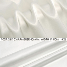 SILK CHARMEUSE SATIN 114cm width 40momme/100% Pure Silk Fabric Meter Heavy Silk Natural White Wedding Dress Party Dress NO 26 2024 - buy cheap