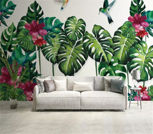 Decorative wallpaper Hand-painted watercolor tropical plant background wall painting 2024 - buy cheap